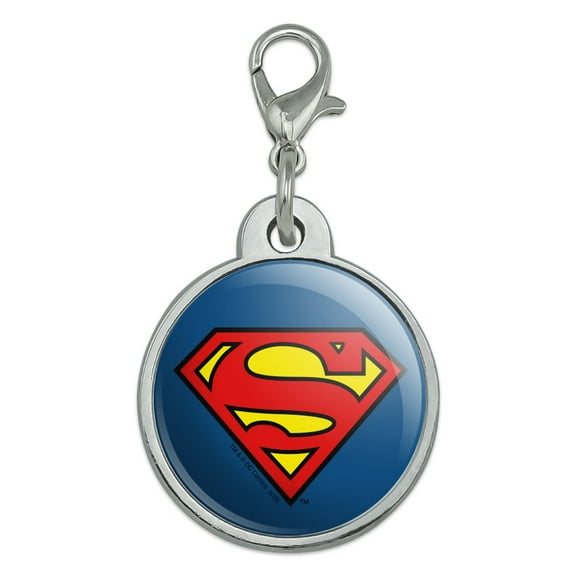 Superman Classic S Shield Logo Chrome Plated Metal Pet Dog Cat ID Tag