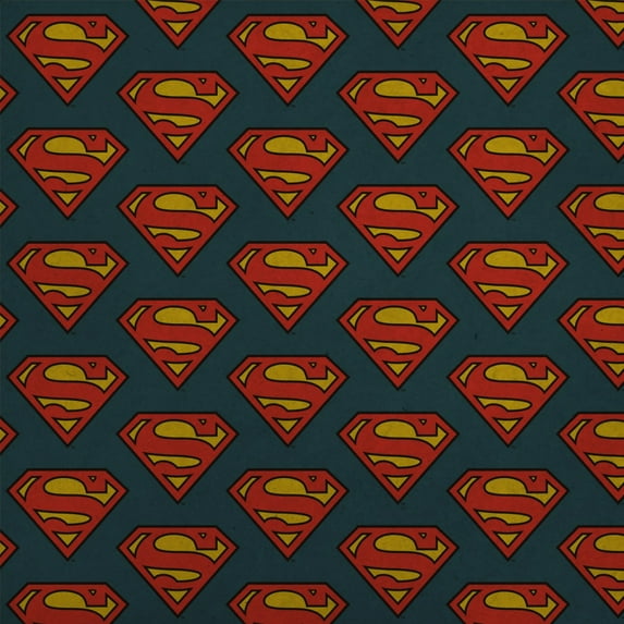 Superman Classic S Shield Logo Premium Kraft Roll Gift Wrap Wrapping Paper