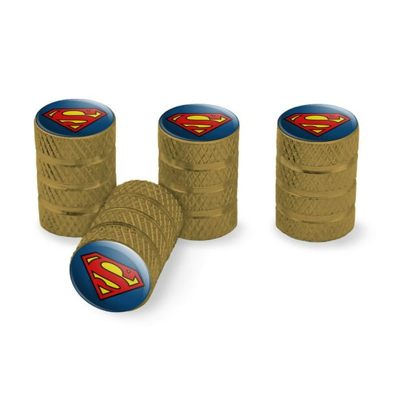 Superman Classic S Shield Logo Tire Rim Wheel Aluminum Valve Stem Caps
