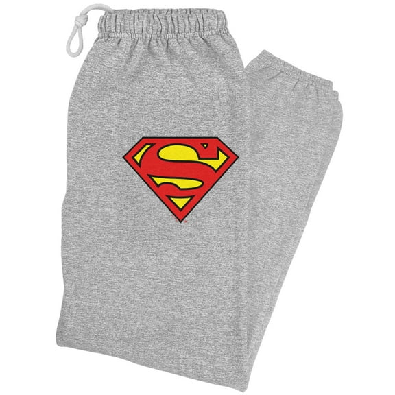 Superman Classic S-Shield Logo Unisex Jogger Sweatpants for Men and Women, Athletic Heather, Medium