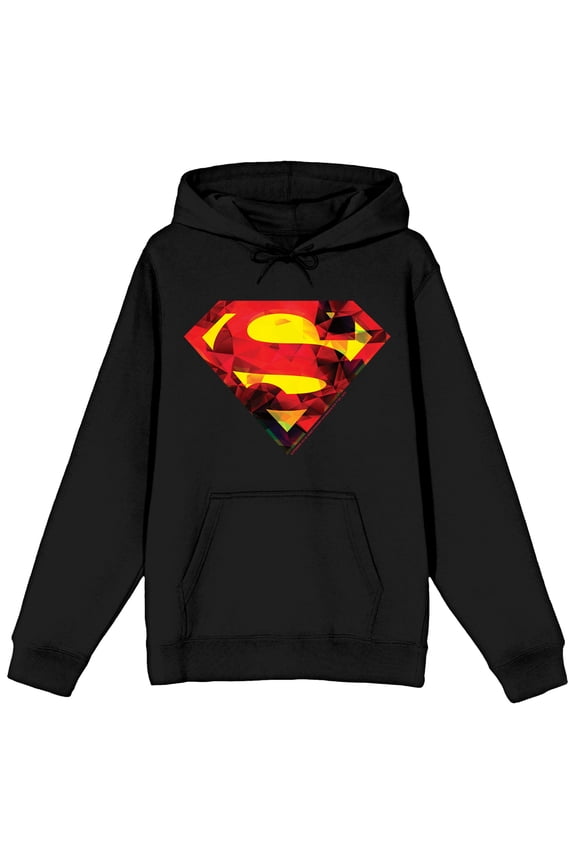 Superman Classic Shield Adult Black Graphic Hoodie-4XL