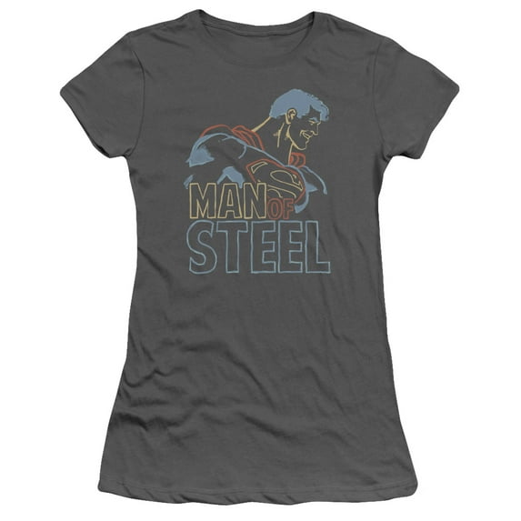 Superman Colored Lines Junior Women's T-Shirt Sheer Charcoal