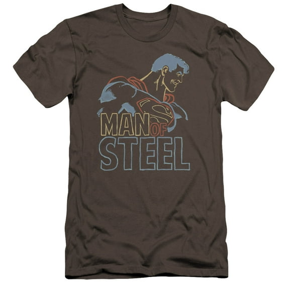 Superman Colored Lines Premium Adult Slim Fit 30/1 T-Shirt Charcoal