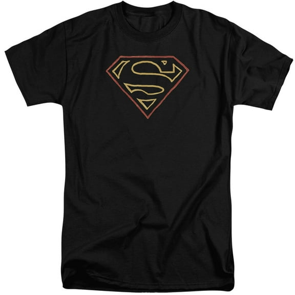 Superman Colored Shield Adult Tall T-Shirt Black