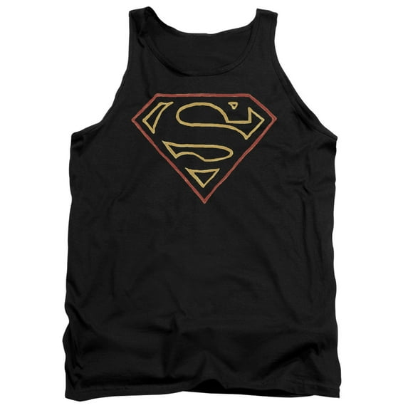 Superman Colored Shield Adult Tank Top Black