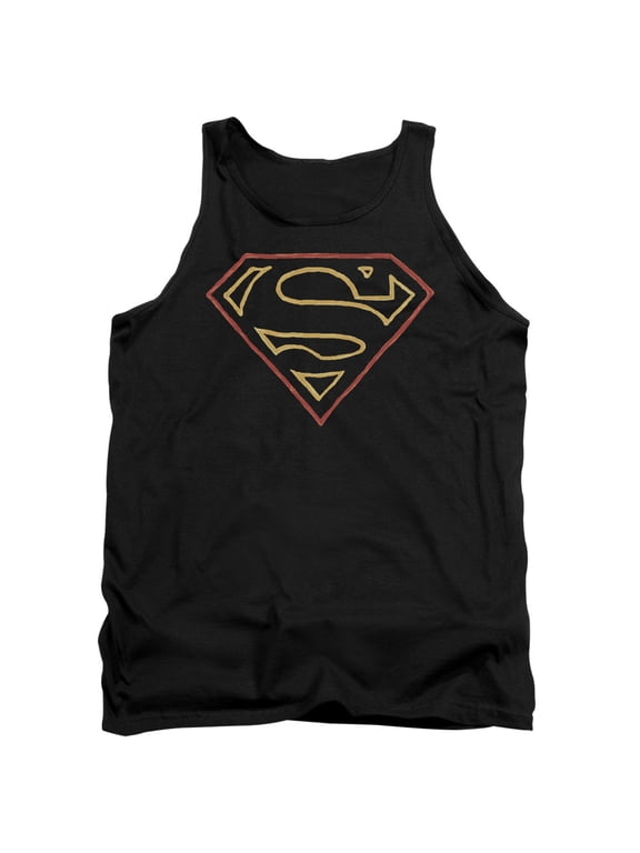 Superman Colored Shield Adult Tank Top Black