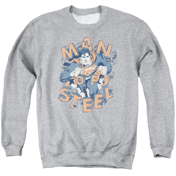 Superman Coming Through Adult Crewneck Sweatshirt Athletic Heather