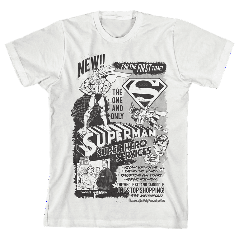 Superman t shirt black and white outlet