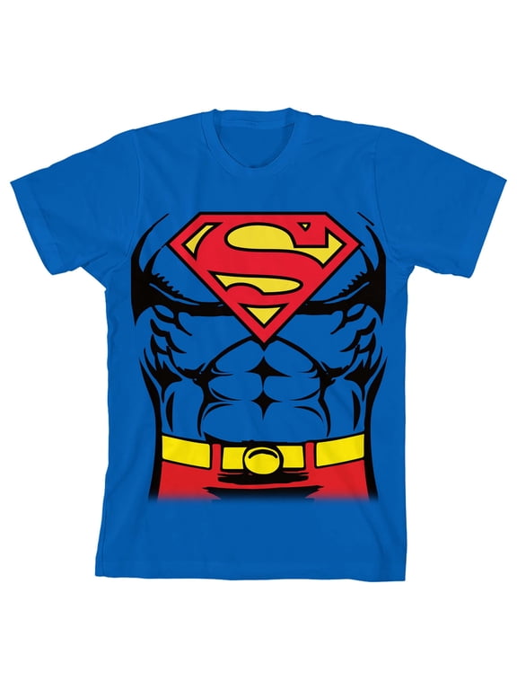 Superman Cosplay Costume Youth Royal Blue Graphic Tee-Medium