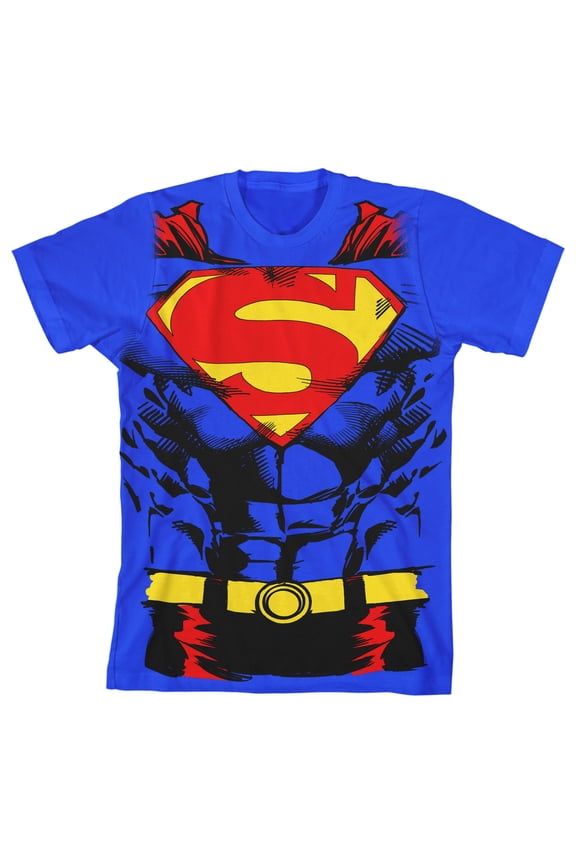 Superman Cosplay Costume Youth Royal Blue Graphic Tee-Medium