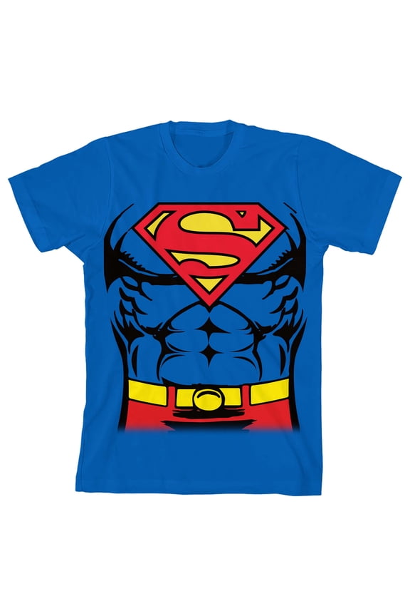 Superman Cosplay Costume Youth Royal Blue Graphic Tee-XS