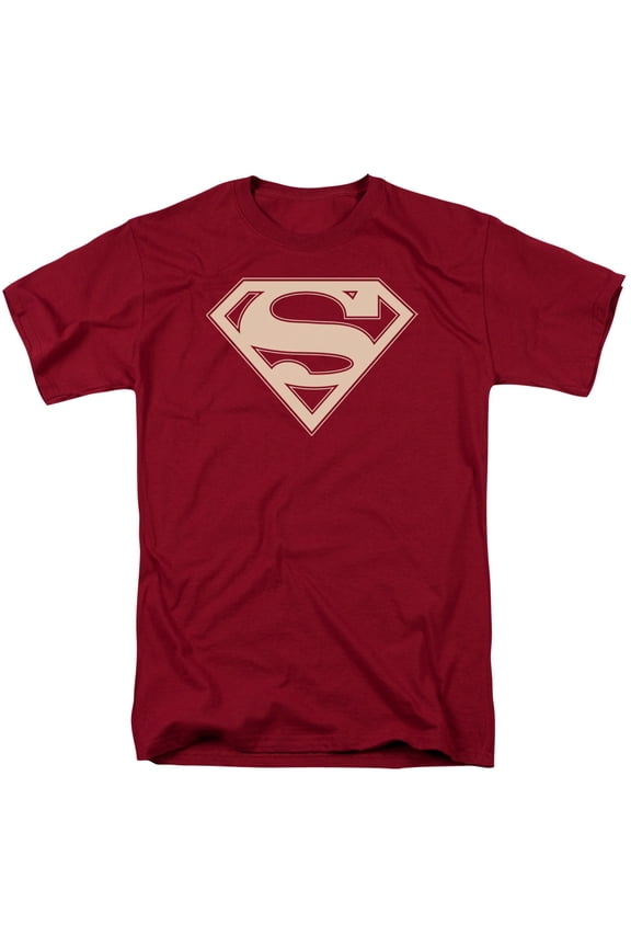 Superman Crimson & Cream Shield Adult 18/1 T-Shirt Cardinal