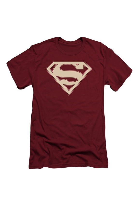 Superman Crimson & Cream Shield Adult 30/1 T-Shirt Cardinal