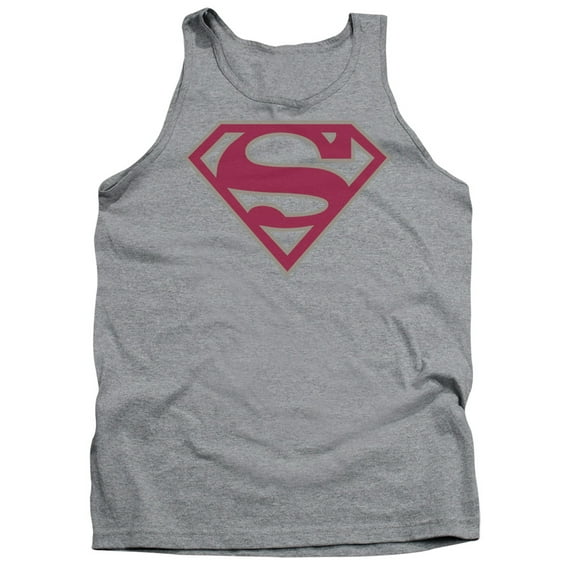 Superman Crimson & Gray Shield Adult Tank Top Athletic Heather