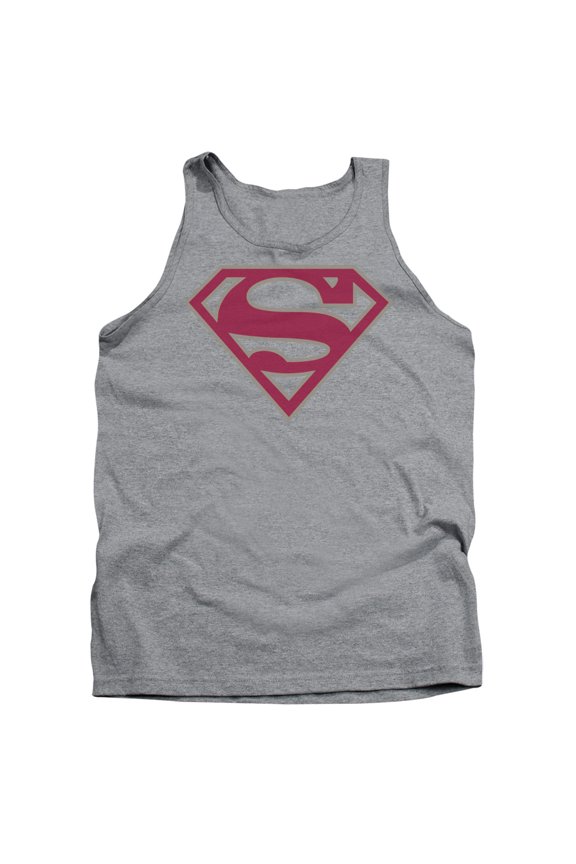 Superman Crimson & Gray Shield Adult Tank Top Athletic Heather