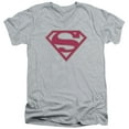 thumbnail image 1 of Superman Crimson & Gray Shield Adult V-Neck T-Shirt Athletic Heather, 1 of 1