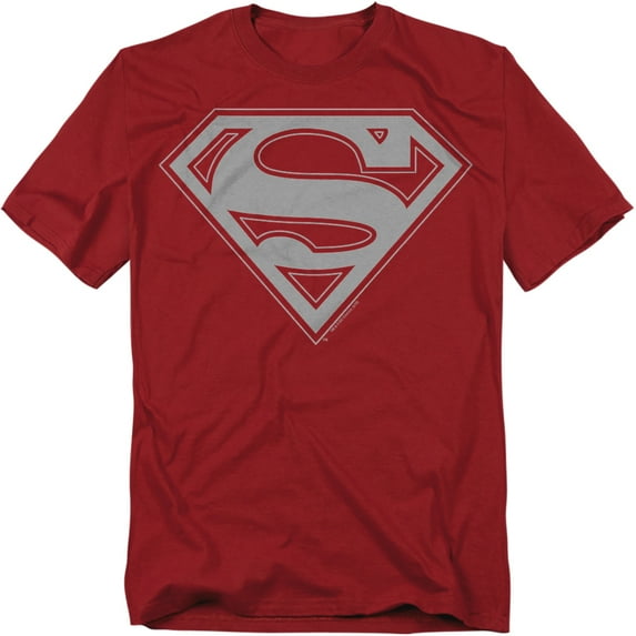 Superman T-Shirt Crimson & Gray Shield Unisex Graphic Tee For Men & Women Cardinal 
