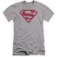thumbnail image 1 of Superman Crimson & Gray Shield Premium Adult Slim Fit 30/1 T-Shirt Athletic Heather, 1 of 1