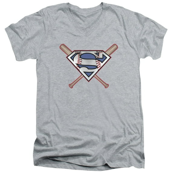 Superman - Crossed Bats - Slim Fit V Neck Shirt - Medium