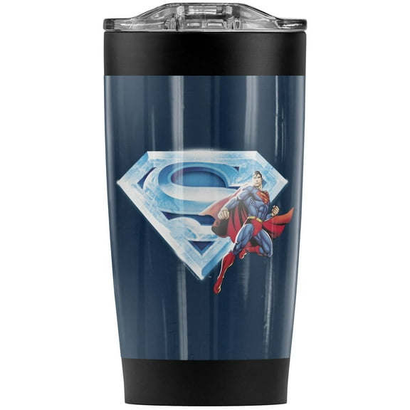 Superman & Crystal Logo Stainless Steel Tumbler 20 oz Coffee Travel Mug/Cup, Vacuum Insulated & Double Wall with Leakproof Sliding Lid | Great for Hot Drinks and Cold Beverages