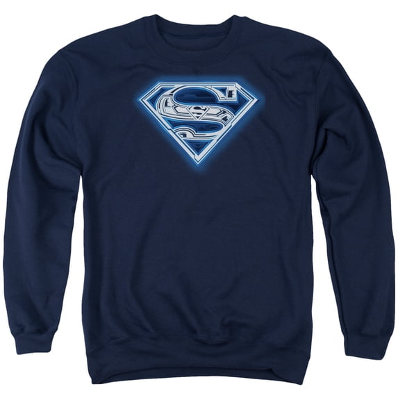 Superman Cyber Shield Adult Crewneck Sweatshirt Navy