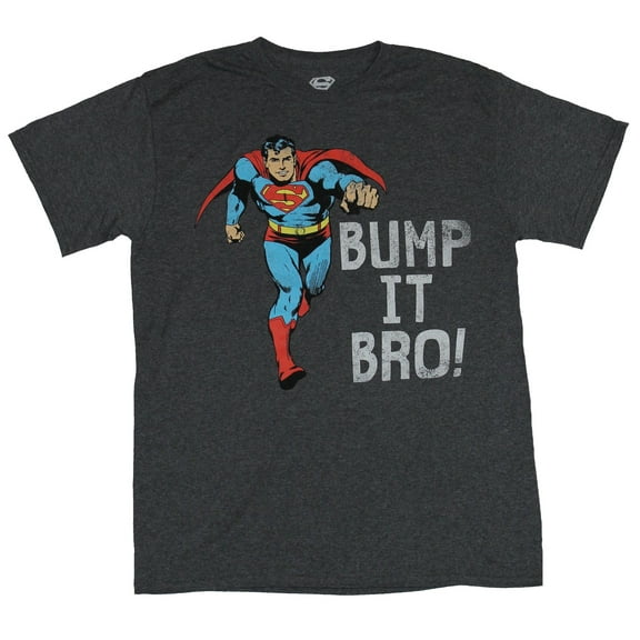 Superman (DC Comics) Mens T-Shirt - Bump It Bro Fist Bumping Superman Image (Small)