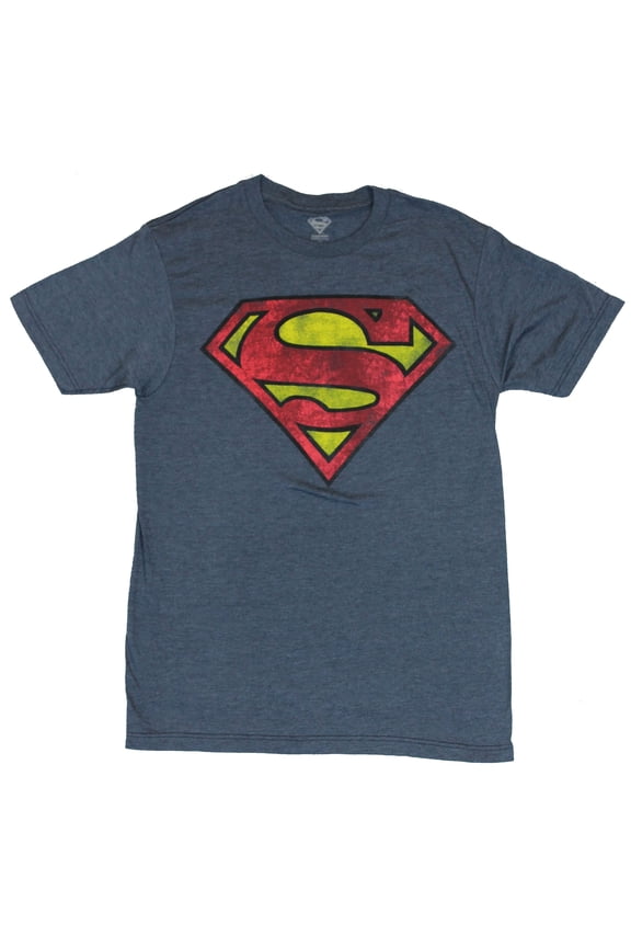 (DC Comics) Mens T-Shirt - Distressed Red & Yellow Classic Logo (Small)