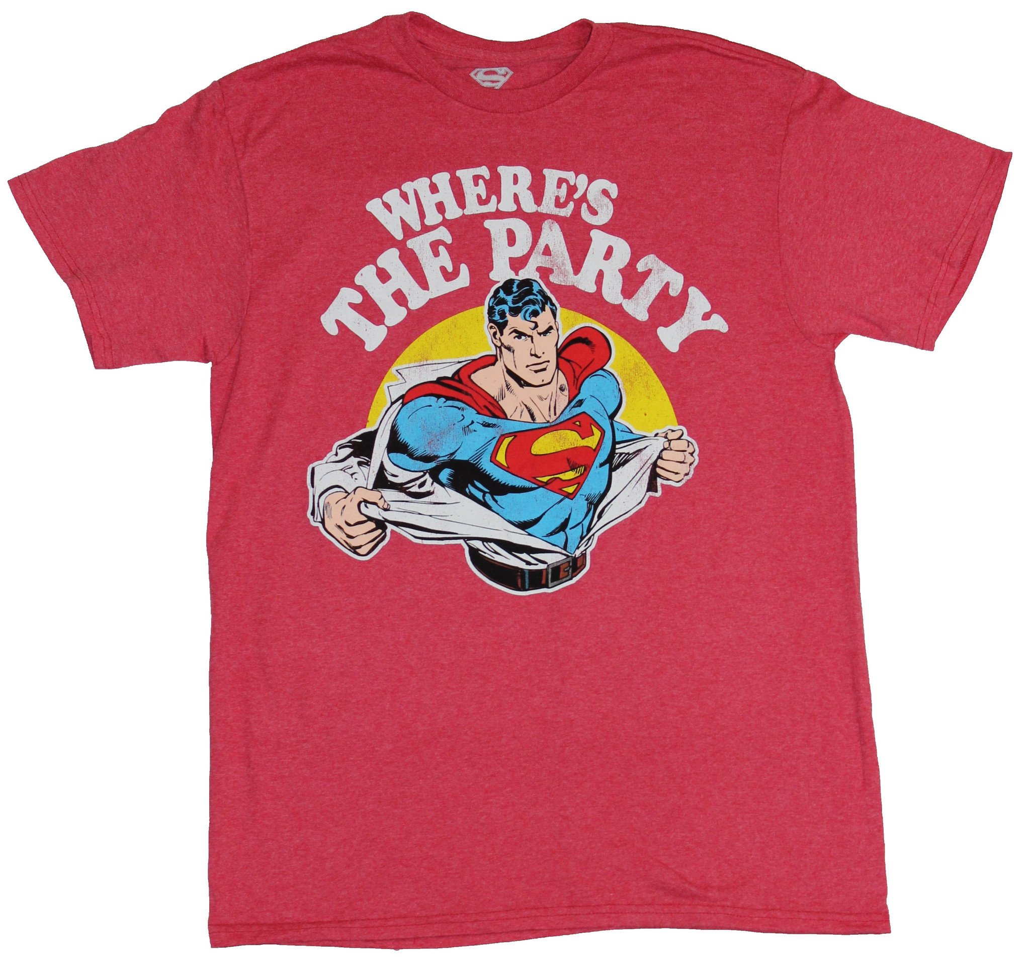 Superman (DC Comics)  Mens T-Shirt - Where's the Party Shirt Ripping Supes Image (Small) - image 1 of 1