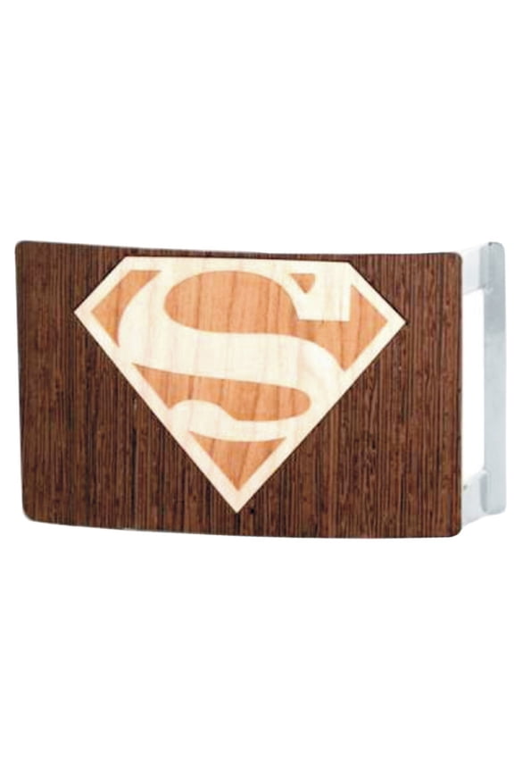Superman DC Comics Superhero Wood Shield Logo Rockstar Belt Buckle