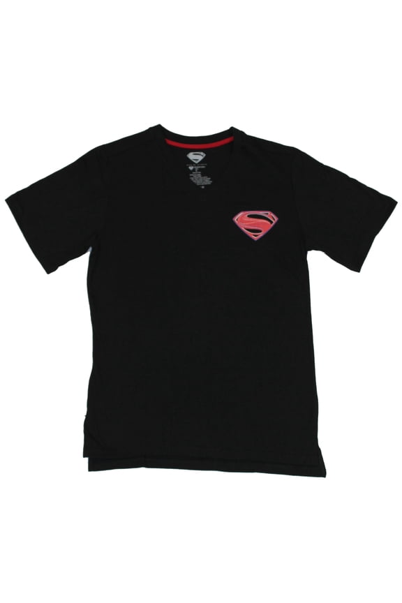 (DC Comics) V-Neck Mens T-Shirt - Small Side Logo Image (Medium)