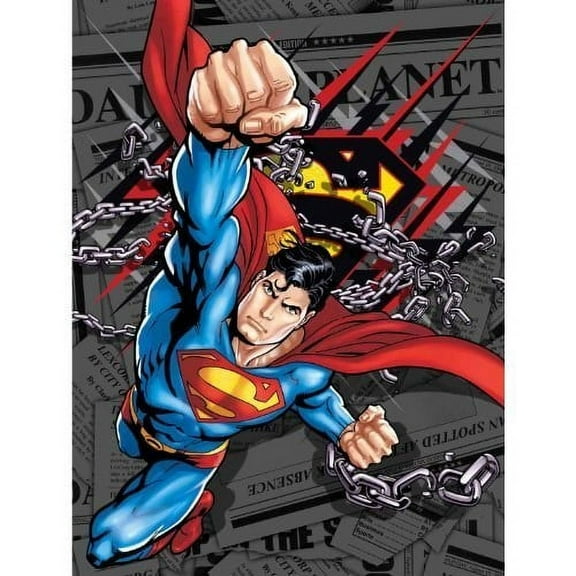 Superman Daily News Twin Size Plush Blanket 60x80""
