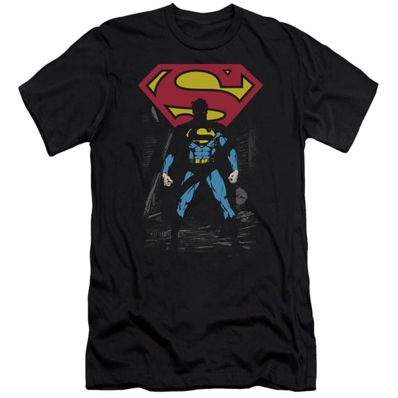 Superman Dark Alley Premium Adult Slim Fit 30/1 T-Shirt Black