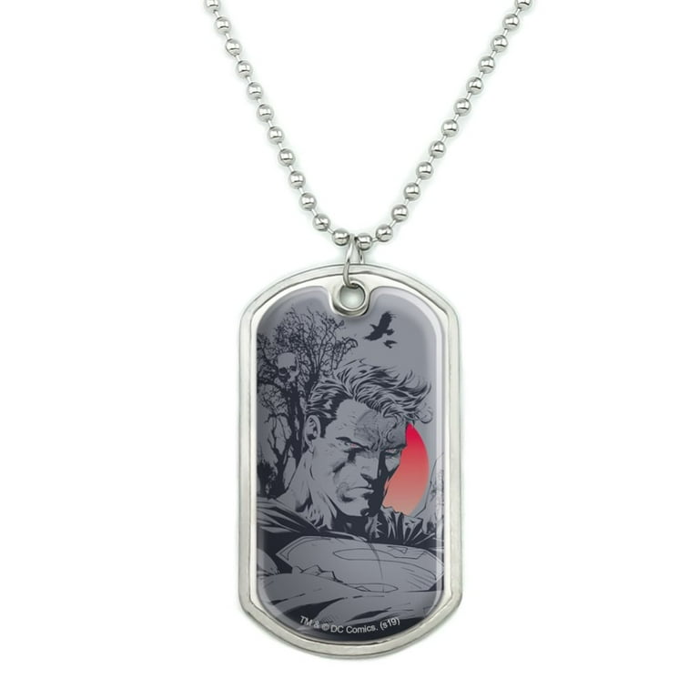 Superman Dark Persona Military Dog Tag Pendant Necklace with Chain