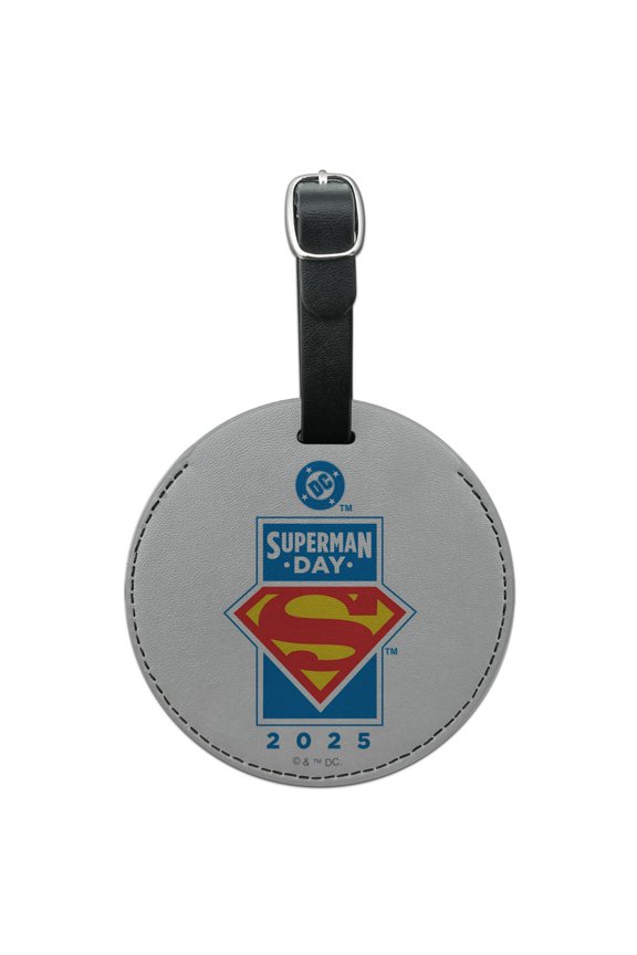 Superman Day 2025 Logo Round Leather Luggage Card Suitcase Carry-On ID Tag