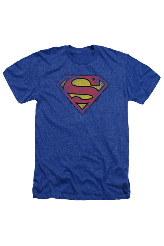 Superman - Destroyed Supes Logo - Heather Short Sleeve Shirt - XX-Large
