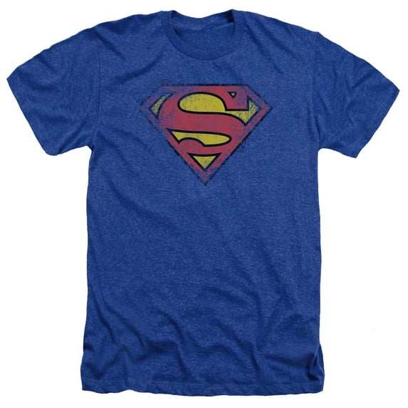 Superman - Destroyed Supes Logo - Heather Short Sleeve Shirt - XXX-Large
