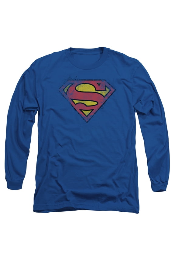Superman - Destroyed Supes Logo - Long Sleeve Shirt - Small
