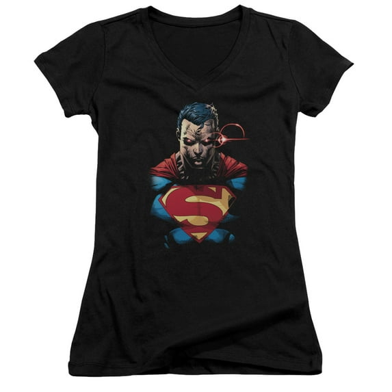 Superman Displeased Junior Women's V-Neck T-Shirt Black