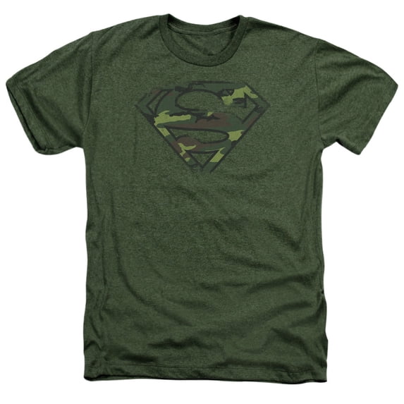 Superman - Distressed Camo Shield - Heather Short Sleeve Shirt - X-Large