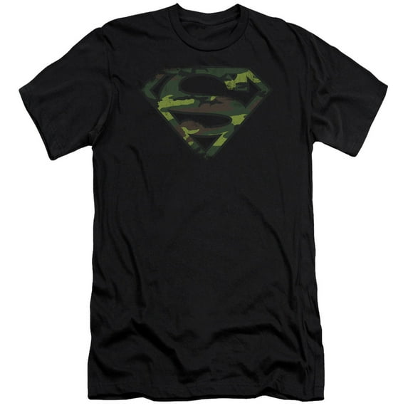 Superman - Distressed Camo Shield - Premium Slim Fit Short Sleeve Shirt - Large