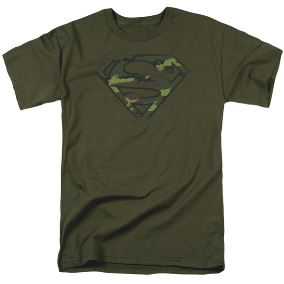 DC Comics - Superman - Distressed Camo Shield - Adult Unisex T-Shirt - Green