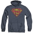 thumbnail image 1 of Superman Distressed Shield Adult Heather Hoodie Sweatshirt Navy, 1 of 1
