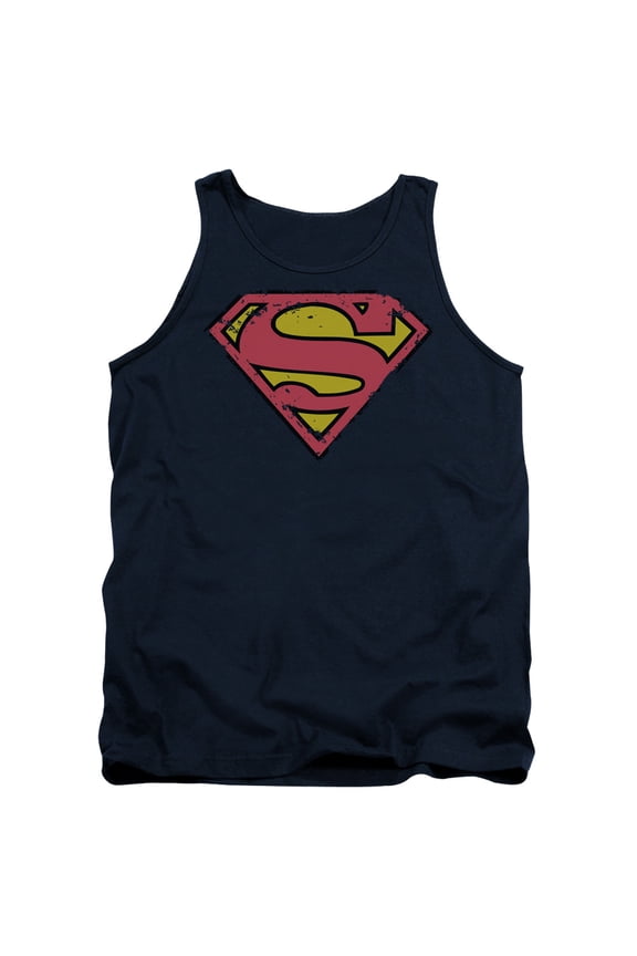 Superman Distressed Shield Adult Tank Top Navy