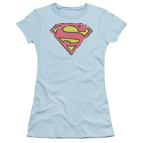 Superman/Distressed Shield S/S Junior Sheer Light Blue Sm1130Ma