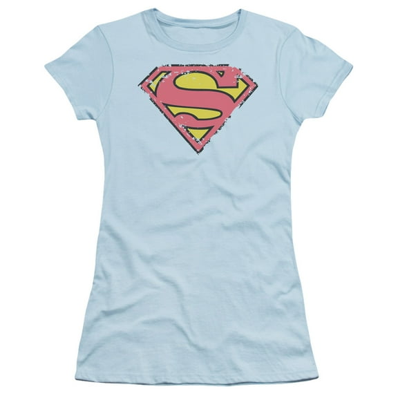 Superman/Distressed Shield S/S Junior Sheer Light Blue Sm1130Ma
