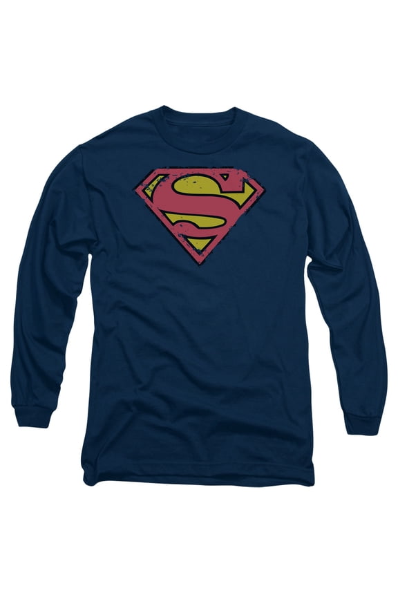 Superman - Distressed Shield - Long Sleeve Shirt - Medium
