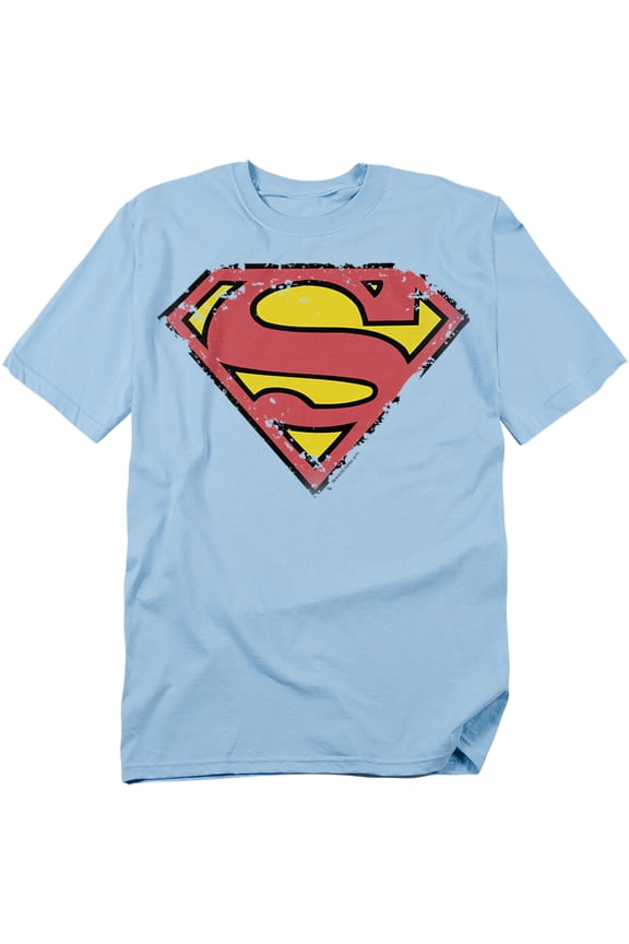 T-Shirt Distressed Shield Unisex Graphic Tee For Men & Women Light Blue 