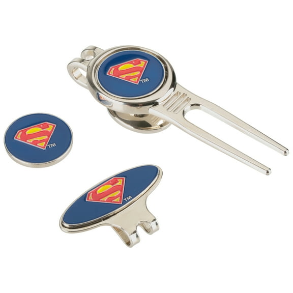 Superman Divot Tool, Ball Marker & Hat Clip Variety Pack 3 pc Pack