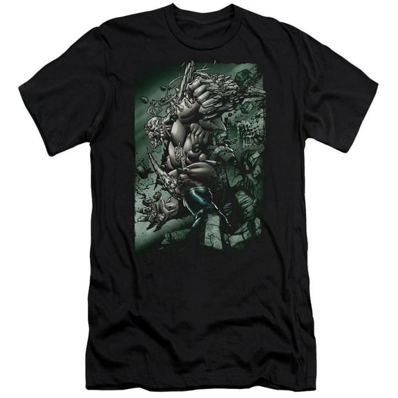 Superman Doomsday Destruction Premium Adult Slim Fit 30/1 T-Shirt Black