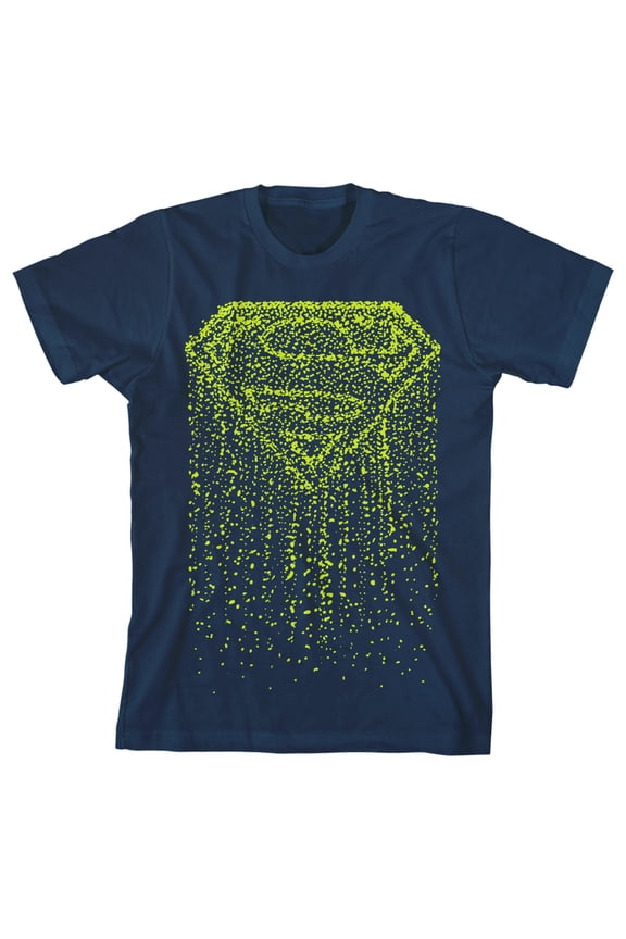 Superman Dripping Logo Boy's Navy T-shirt-L